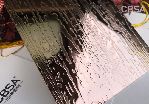 304 rose gold stainless steel super mirror etched sheet 