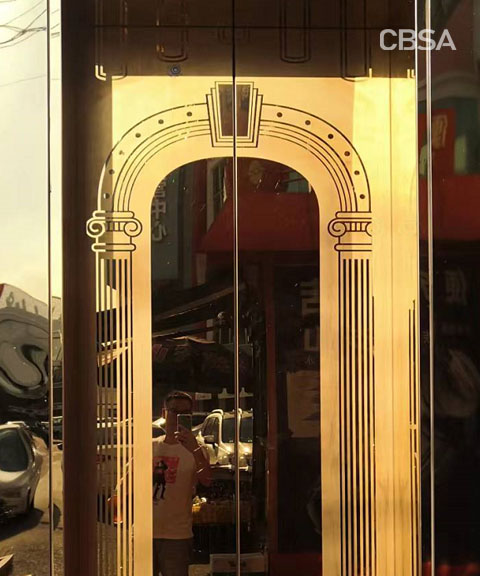Application of color stainless steel elevator door panel. Application of color stainless steel elevator door panel.