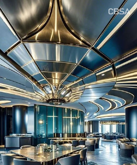 Application of colored stainless steel ceiling. Application of colored stainless steel ceiling.