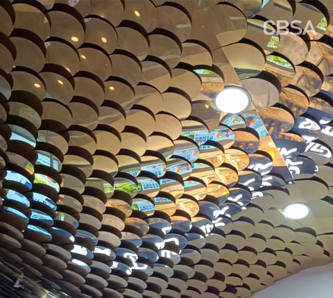 Application of color stainless steel decorative sheet in indoor space.